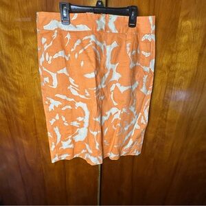 J.Crew Womens Skirt 100% Linen Orange With Silver  Lined Stretch size 6